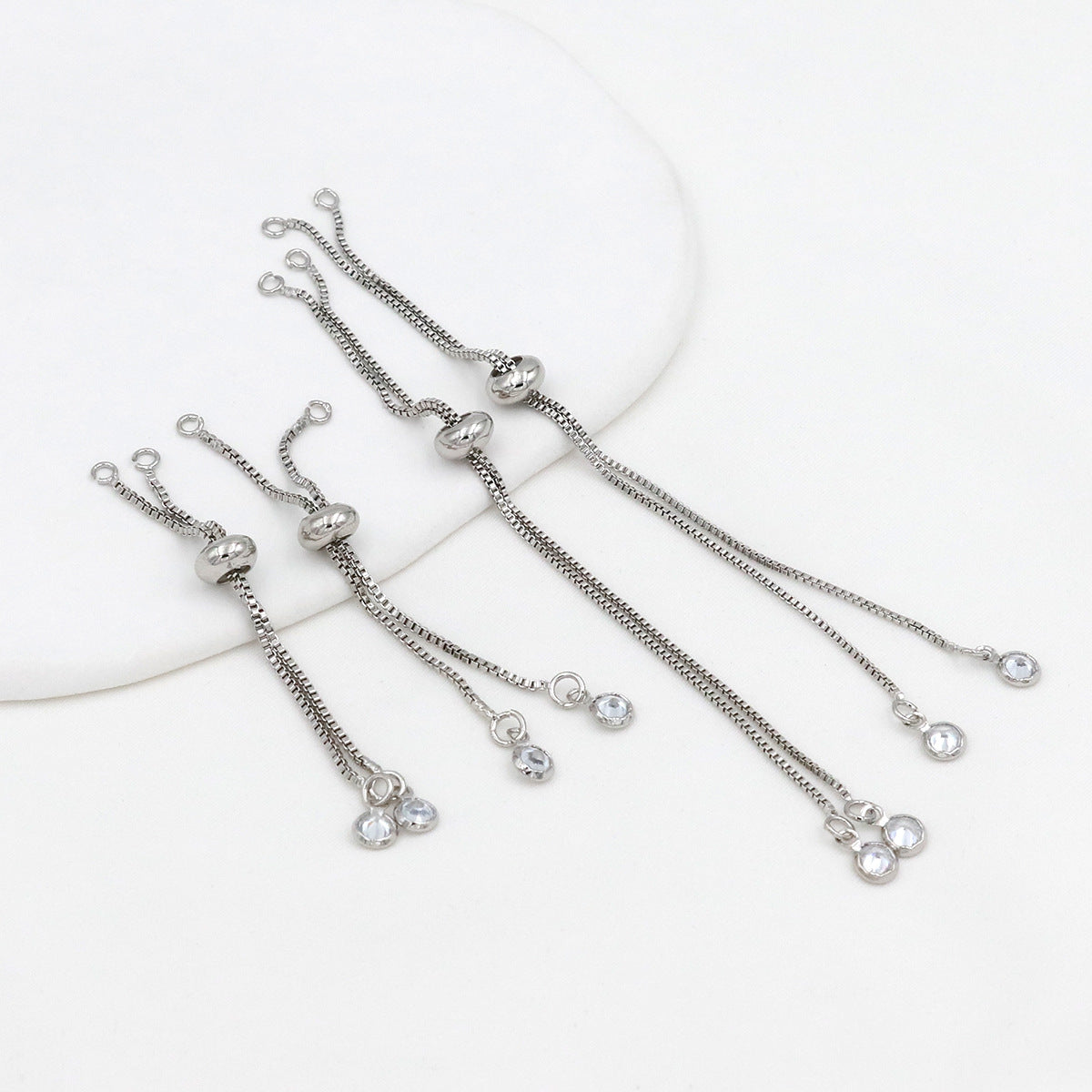 Adjustable Slider Chain With CZ Cubic Zirconia Ends