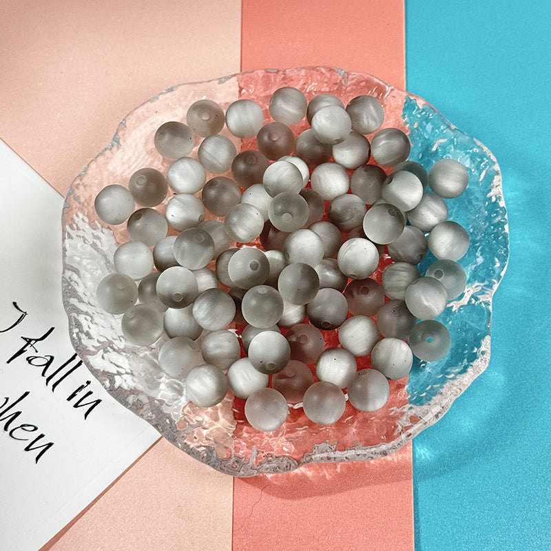 (100pcs)8mm Matte Resin Cat's Eye Round Beads ¨C Frosted Candy Series