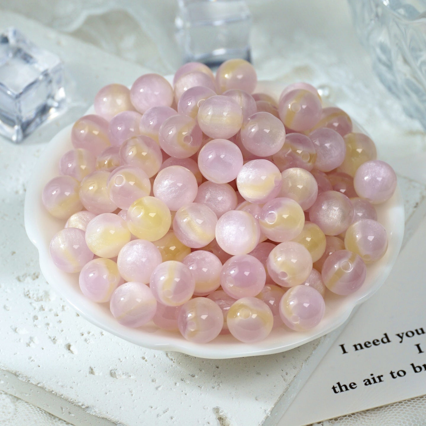 (50pcs)8/10/12/16MM Glow-in-the-Dark Resin Gradient Round Beads - Luminous Galaxy Series