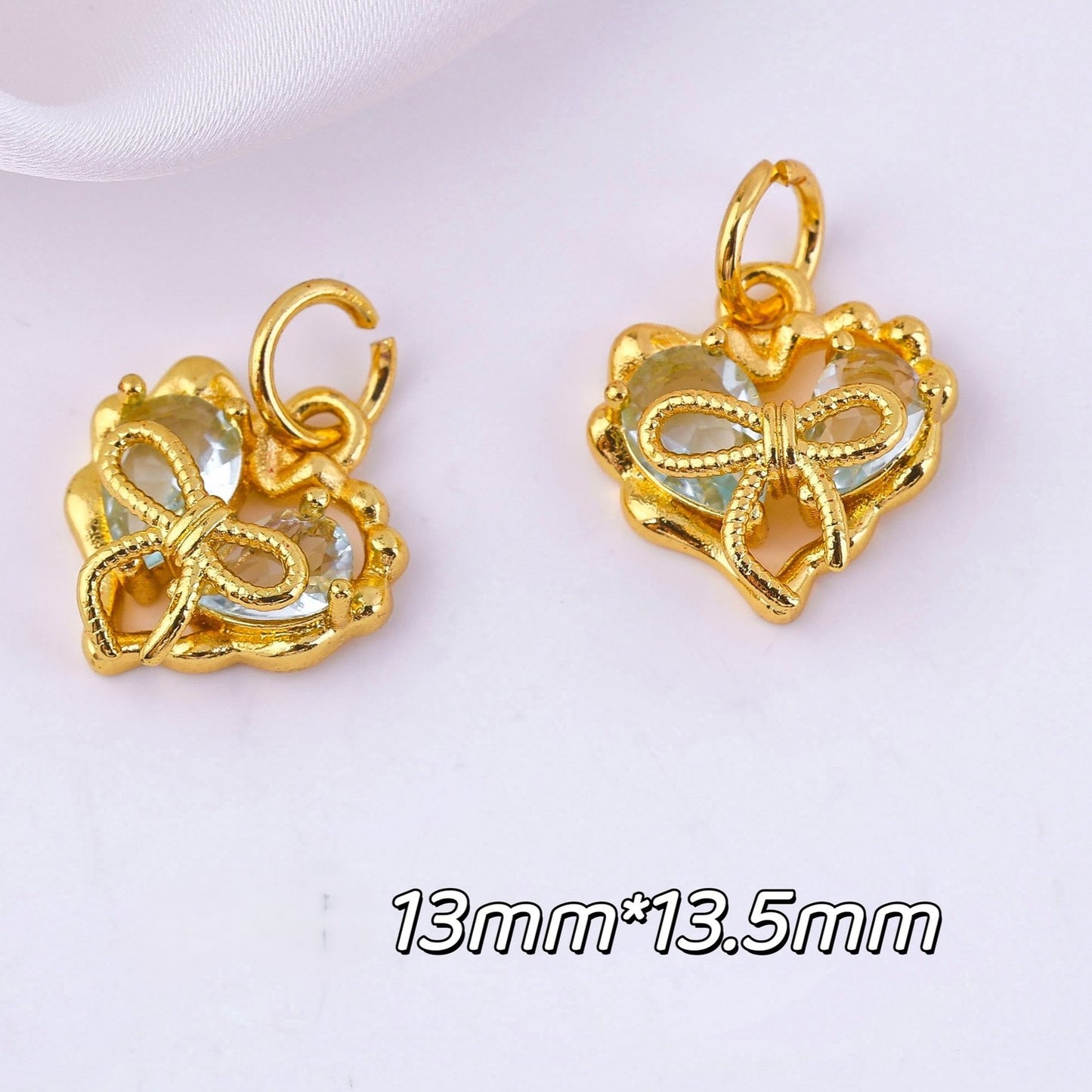 (5pcs)Micro-Set Cubic Zirconia Bowknot Pendants
