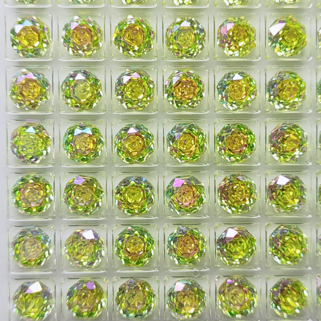 5A 6-8mm Octagonal Coated Sandwich Rose Cut Loose CZ Stone - 2pcs