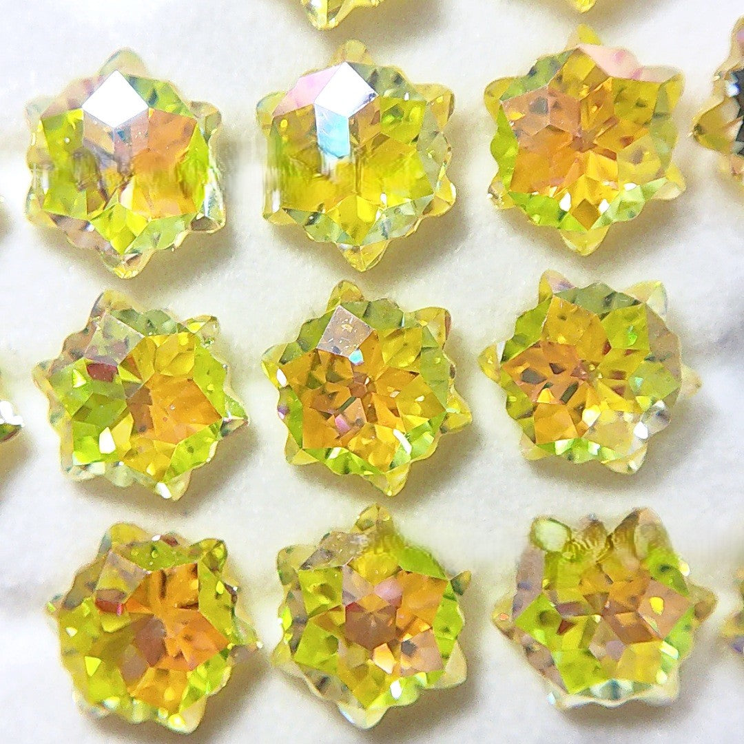 5A 6mm Hexagram Christmas Blizzard Cut Coated Loose CZ Stone - 2pcs