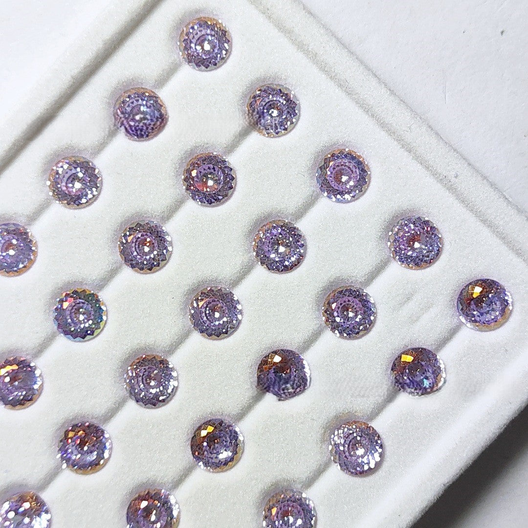 5A 6-8mm Round Iridescent Coated Nest Cut Loose CZ Stone - 2pcs