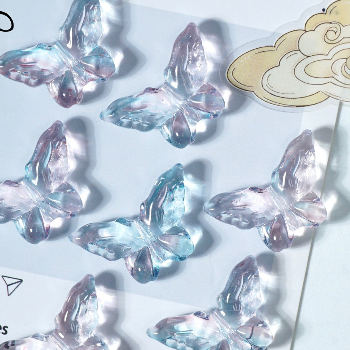 (50pcs)20x30mm Carved Glass Butterfly