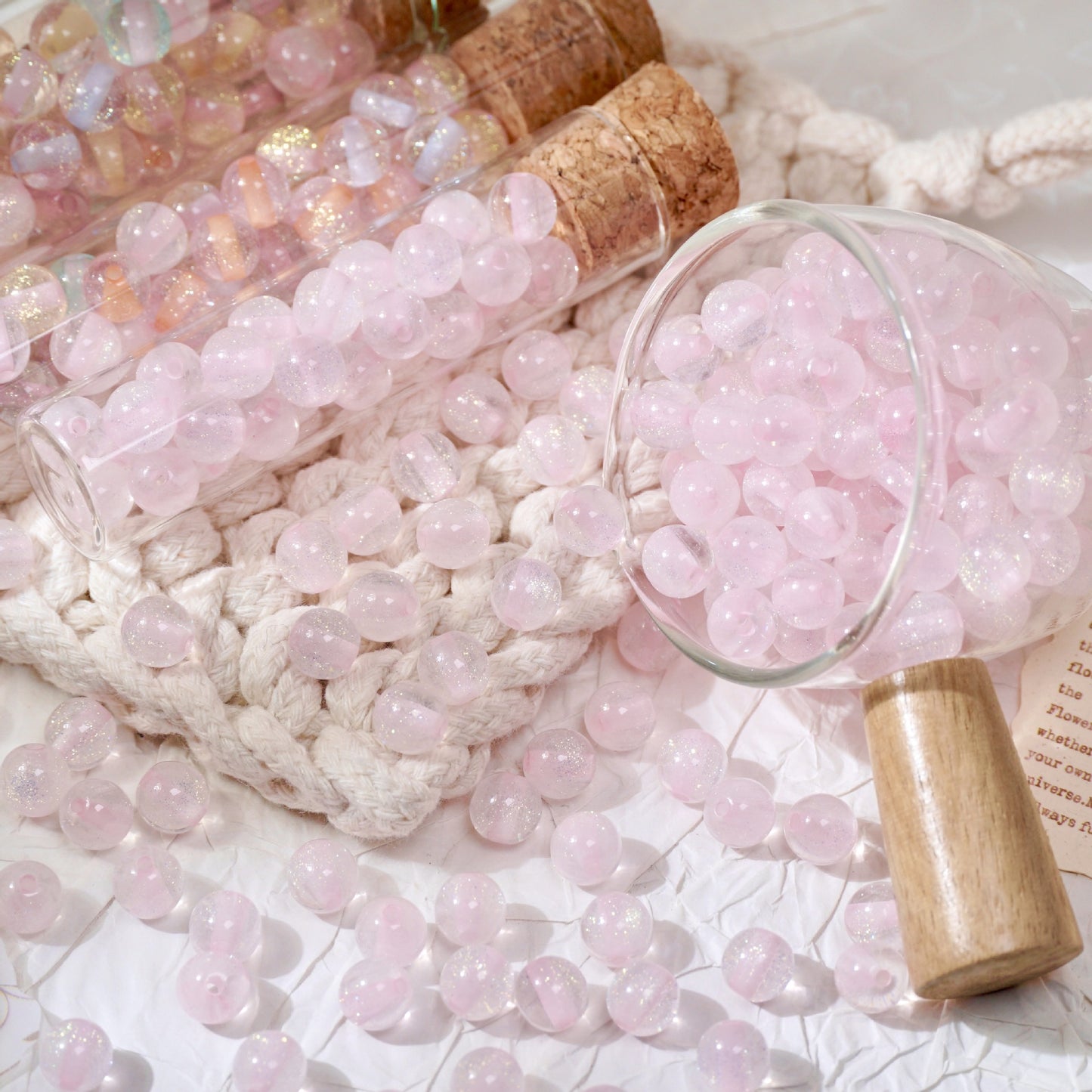 (50pcs) 8mm Resin Sugar-Coated Beads - Starry Fine Sparkle