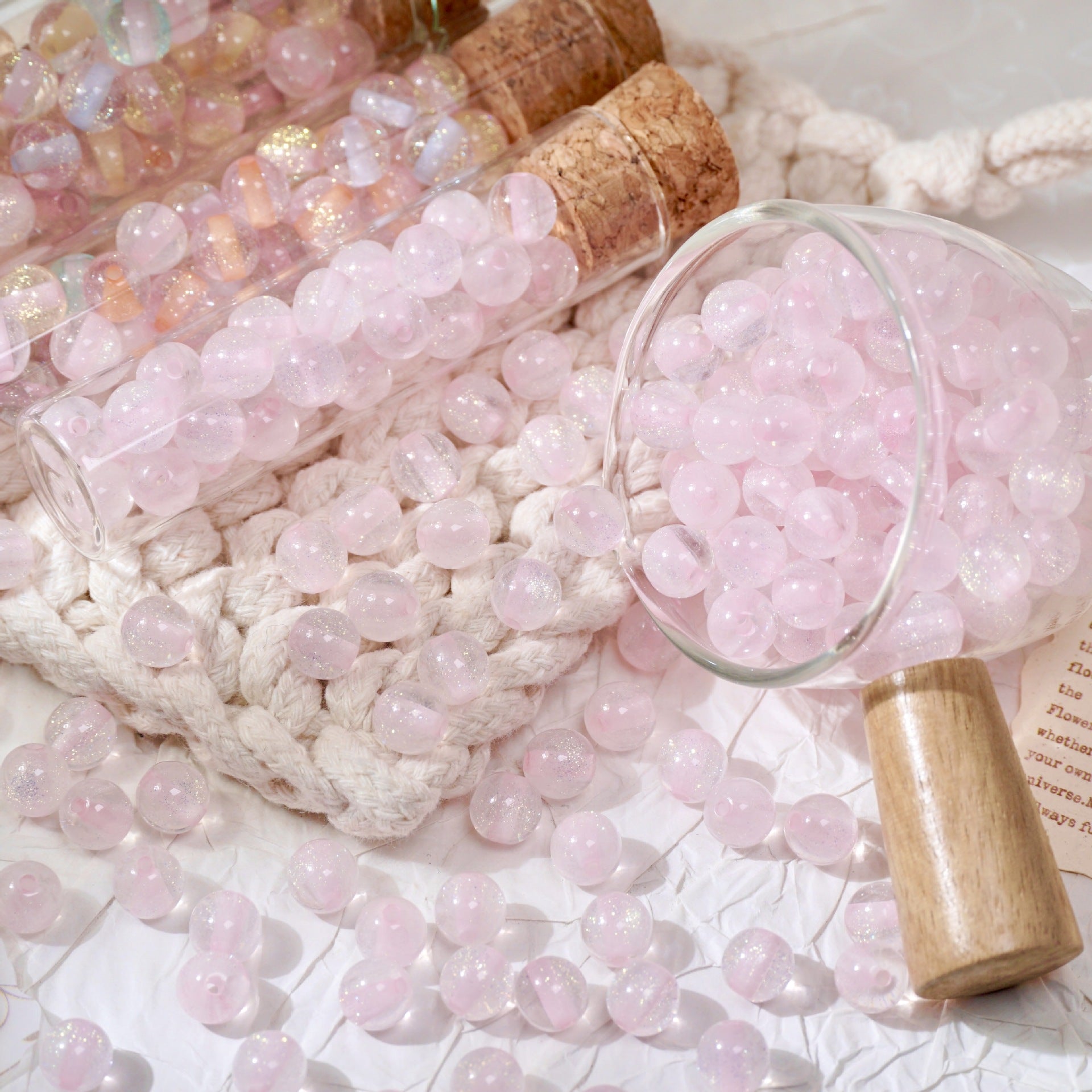 (50pcs) 8mm Resin Sugar-Coated Beads - Starry Fine Sparkle