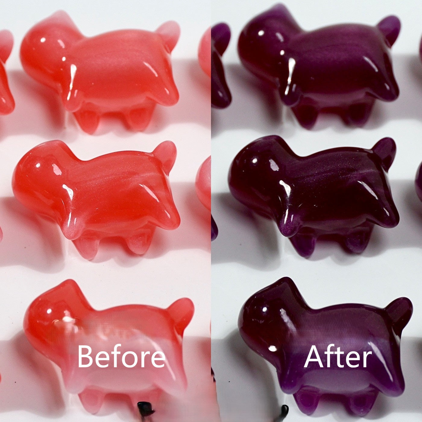 (5pcs)UV Color-Changing Resin Small Cat's Eye Cat Bead-No Holes