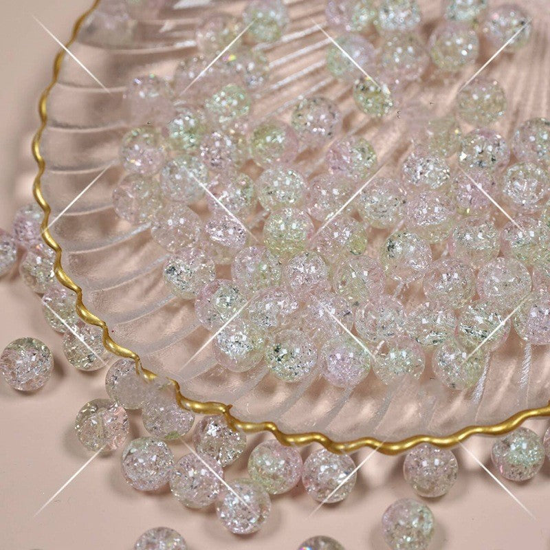 (200pcs)8/10mm Ice Crack Burst Crystal Glass Round Beads