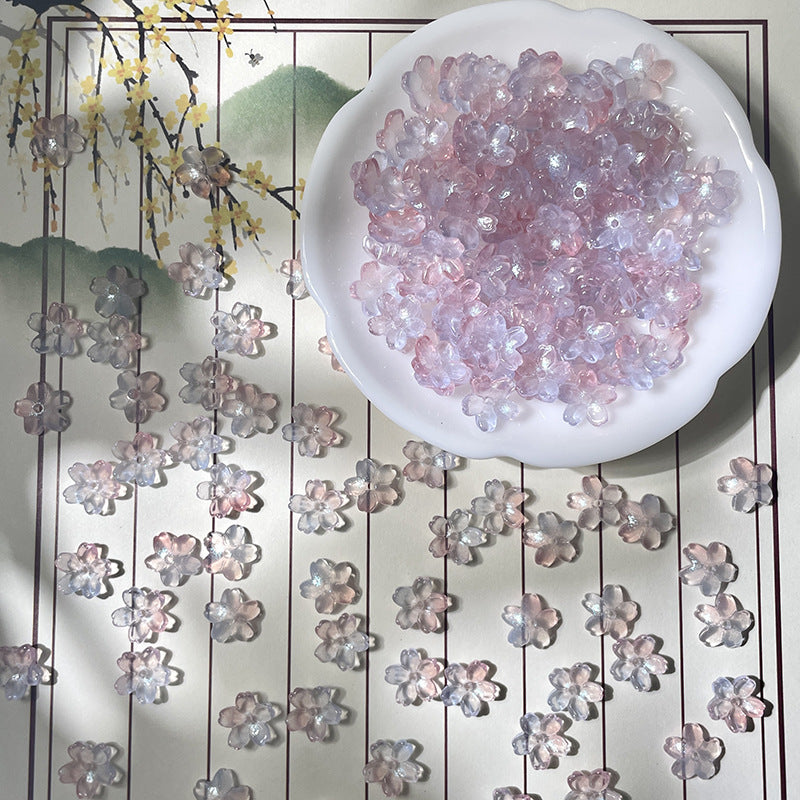 (50pcs)10mm 3D Sakura Flower Glass Beads