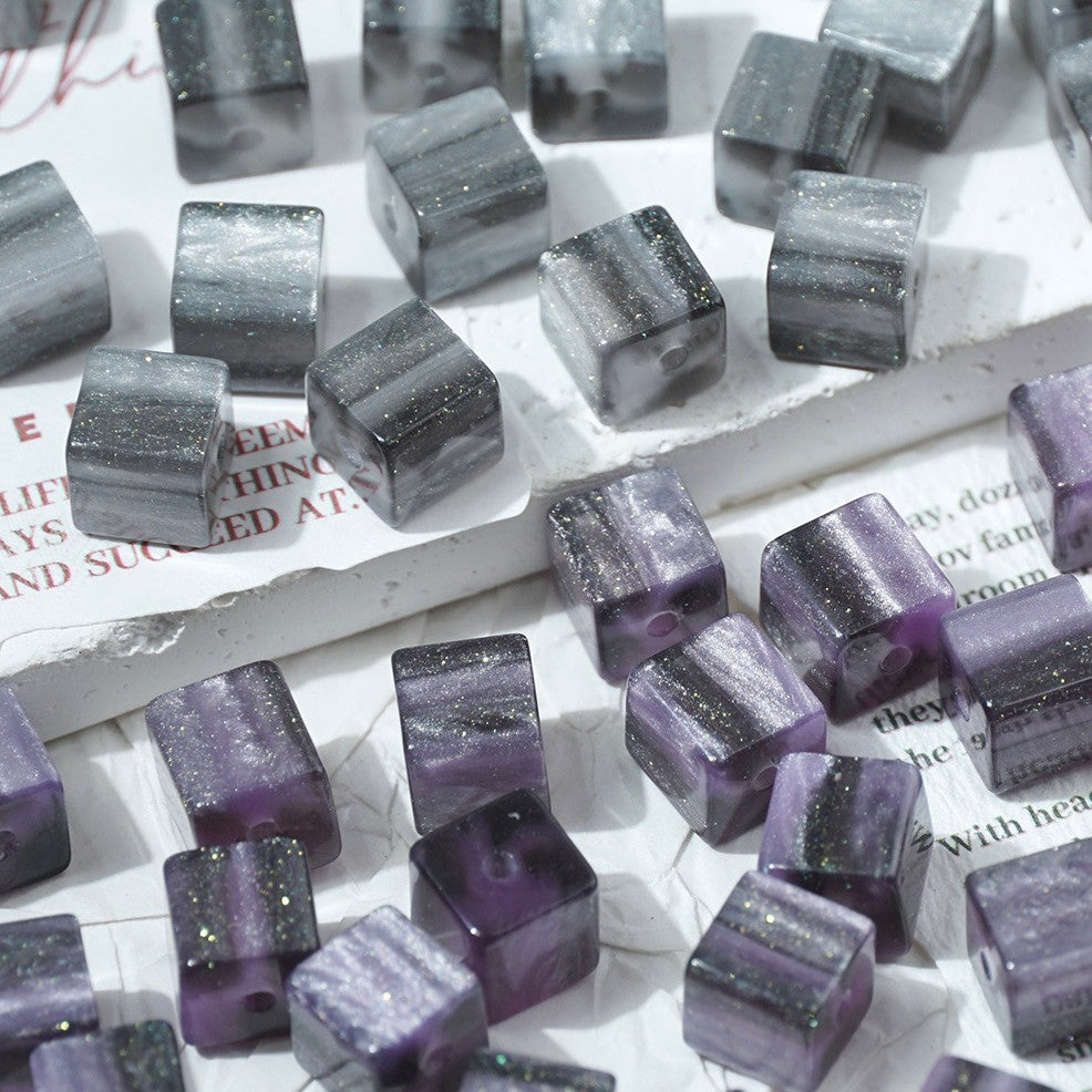 (50pcs)8mm Sugar Cube Light-Sensitive Beads - UV Reactive Resin Beads