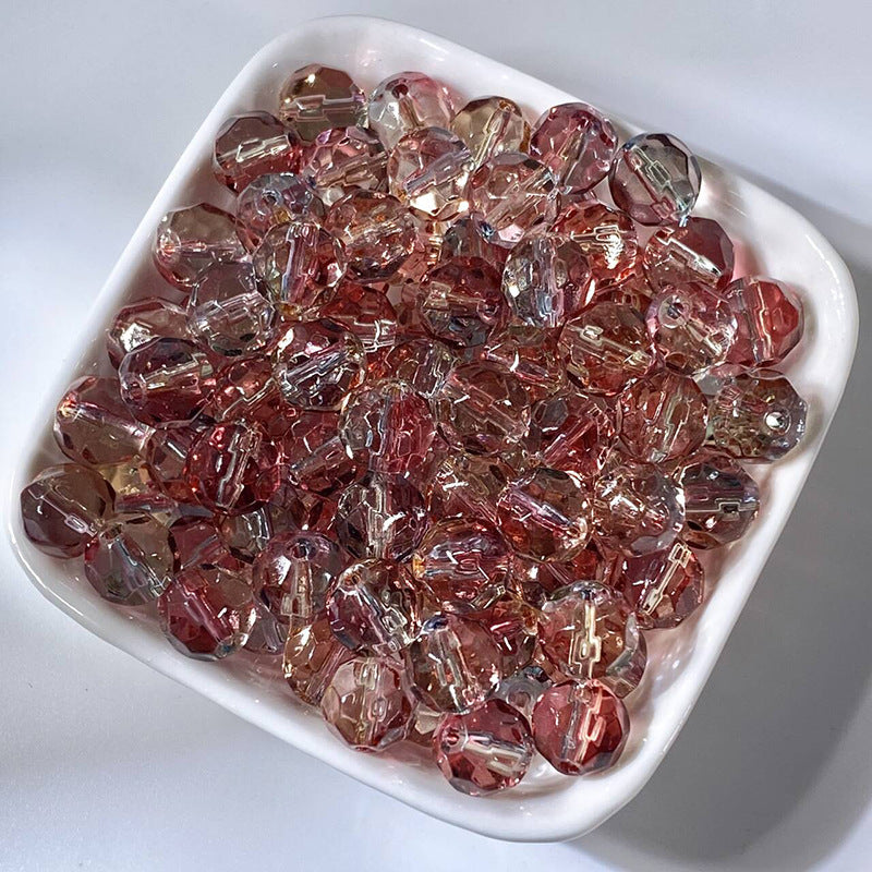 (50pcs)10mm Glass Crystal Irregular Round Beads