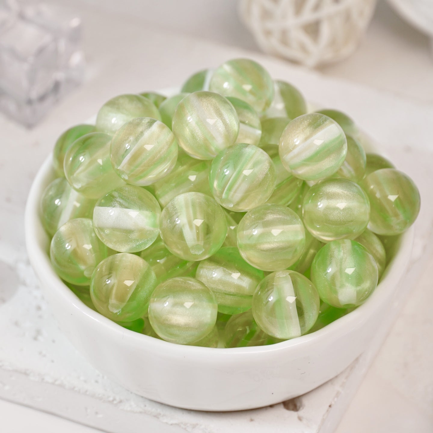 (50pcs)8/10/12/16mm Two-Tone Brushed Cat's Eye Resin Round Beads