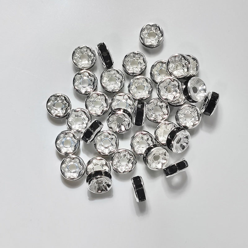 (50pcs)8/10/12mm Copper Rhinestone Ring Bead Caps / Pearl Spacers