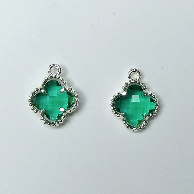 10pcs 12x15mm Crystal Glass Bezel Pendant Four-Leaf Clover Pendant