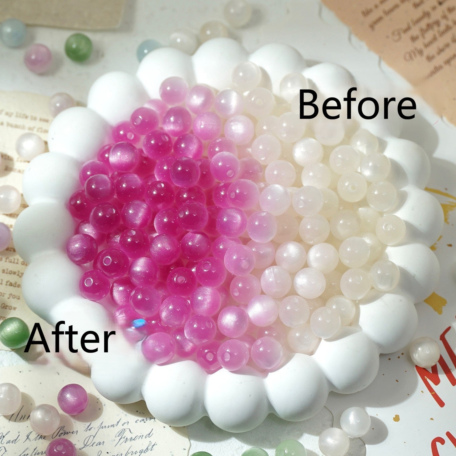 (50pcs)8/10/12/16mm Color-Changing Resin Round Beads - Light & Temperature Sensitive