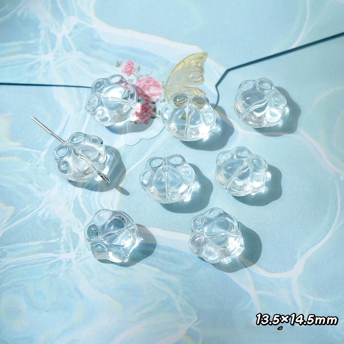 (50pcs)White Crystal Imitation Double-Pointed Irregular Glass Beads