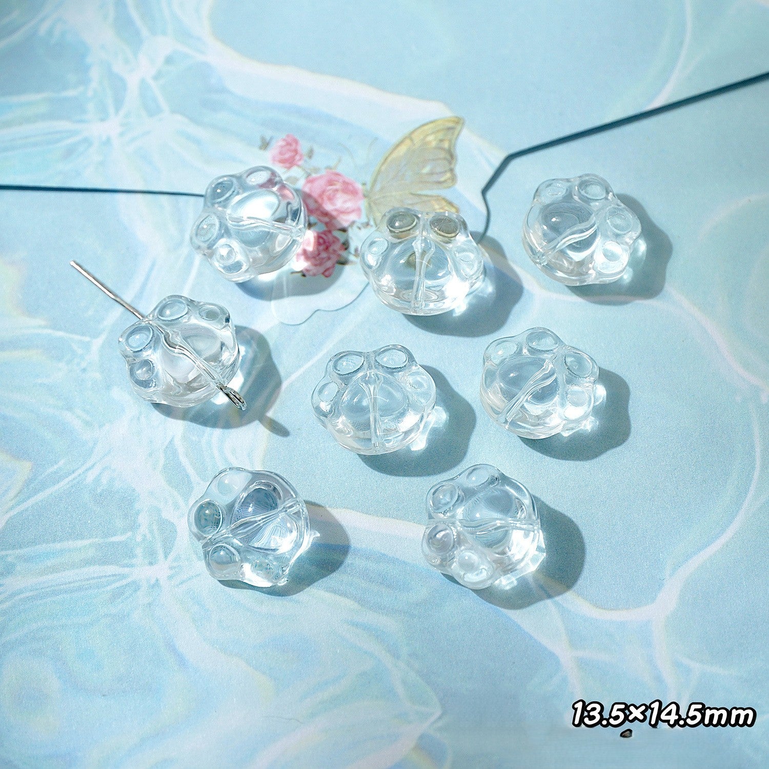 (50pcs)White Crystal Imitation Double-Pointed Irregular Glass Beads