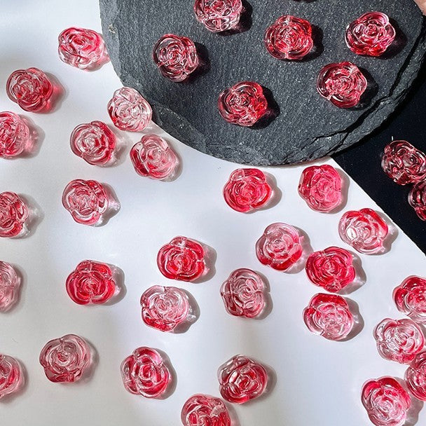 (50pcs)12mm Glass Rose Beads