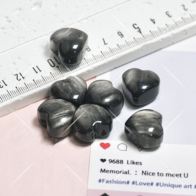(5pcs)13x20mm Gradient Resin Heart Cat's Eye Beads