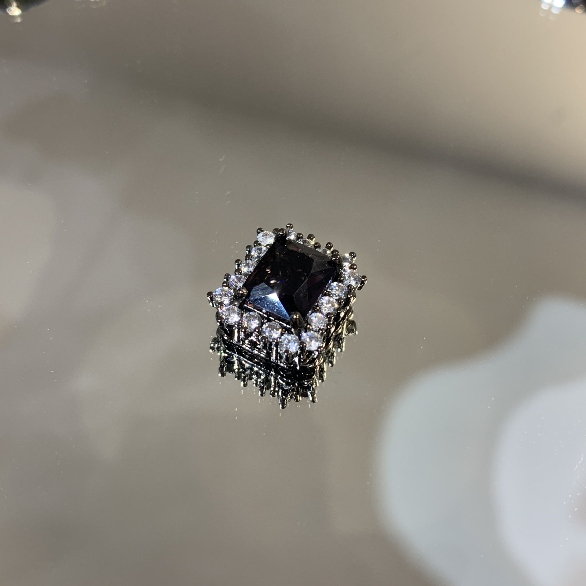 (2pcs)Paved Rectangle CZ Spacer Beads with Multiple Hole