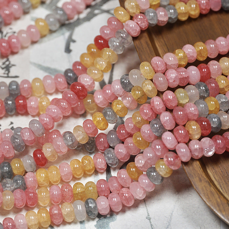 (100pcs)4x8mm Jade Crack Abacus Glass Beads - Water-Dyed Series