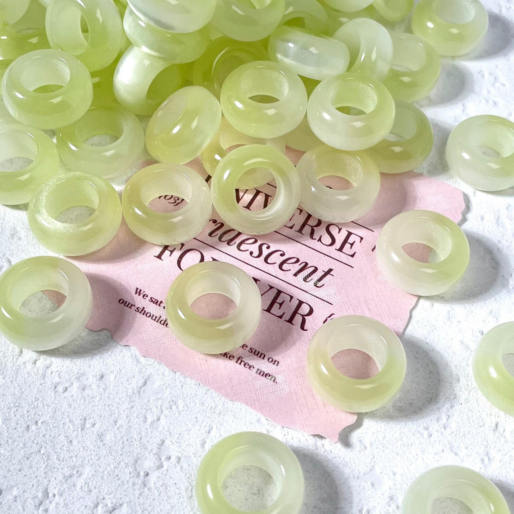 (50pcs)16mm Resin Cat's Eye Sliding Ring ¨C Cellulose Acetate, Jade-Style