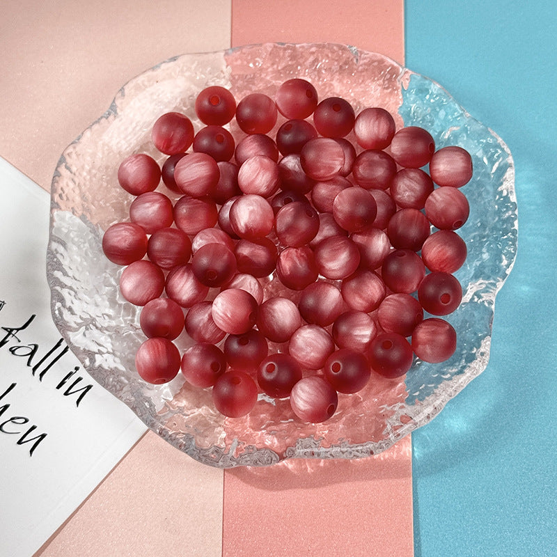 (100pcs)8mm Matte Resin Cat's Eye Round Beads ¨C Frosted Candy Series