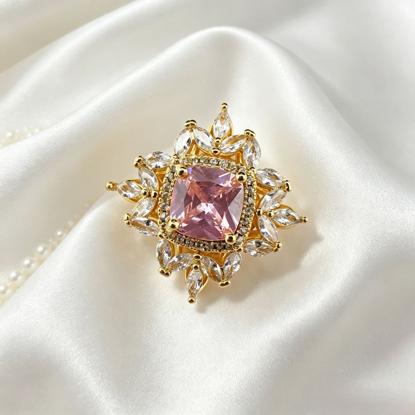 Diamond Sunflower Rose Full CZ Spacer Bead