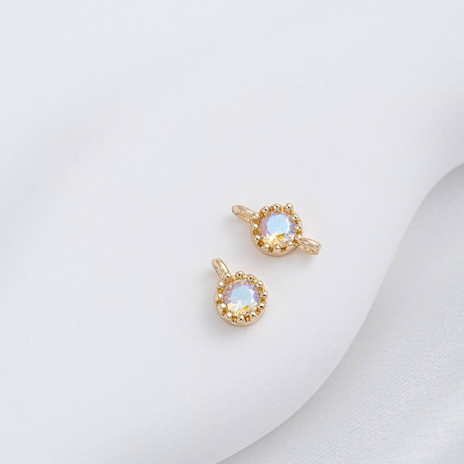 (10pcs)Single/Double Hole Spacer Bar Bead with CZ Stone