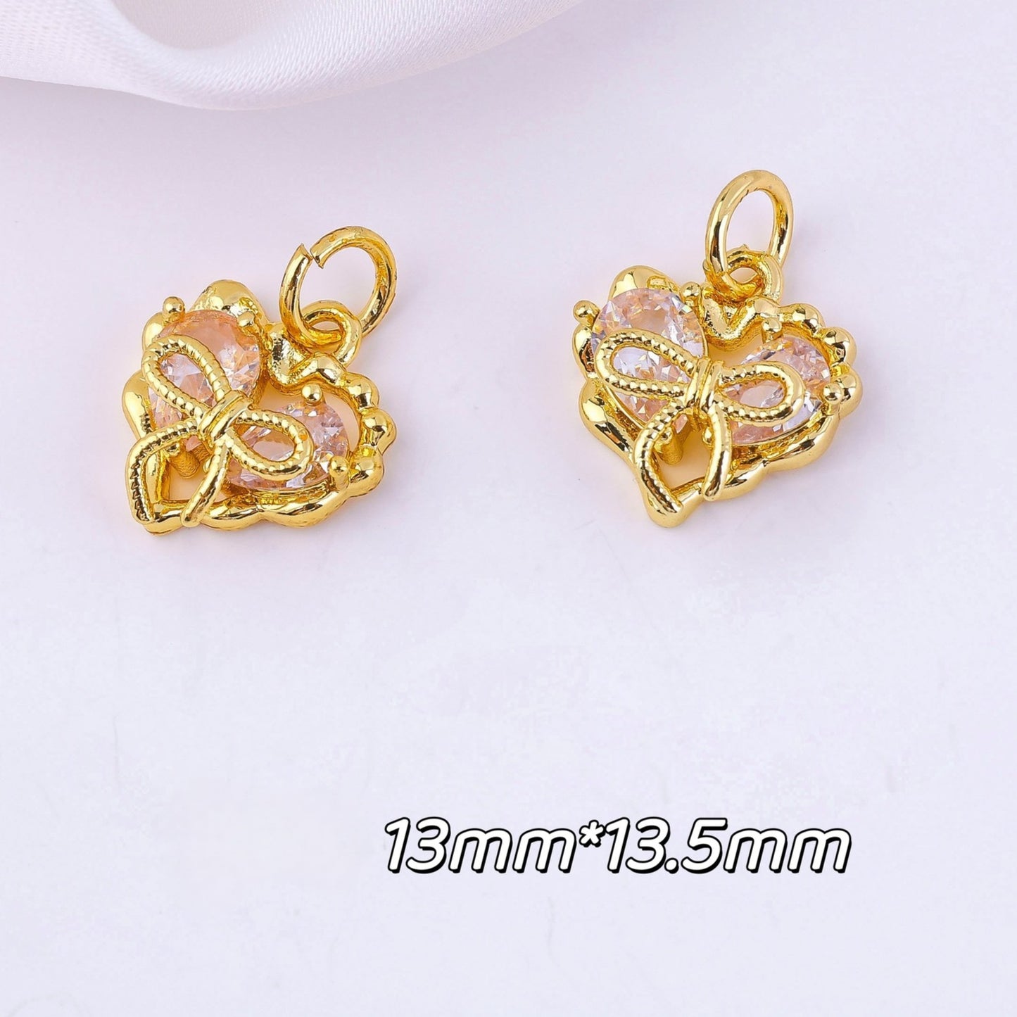 (5pcs)Micro-Set Cubic Zirconia Bowknot Pendants