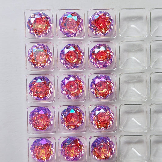 5A 6-8mm Octagonal Coated Sandwich Rose Cut Loose CZ Stone - 2pcs