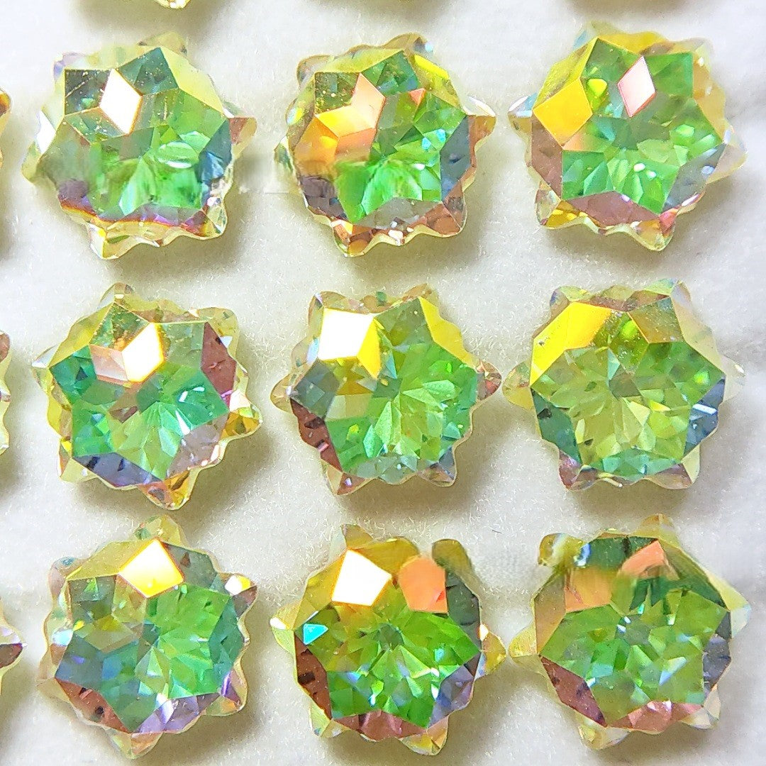 5A 6mm Hexagram Christmas Blizzard Cut Coated Loose CZ Stone - 2pcs