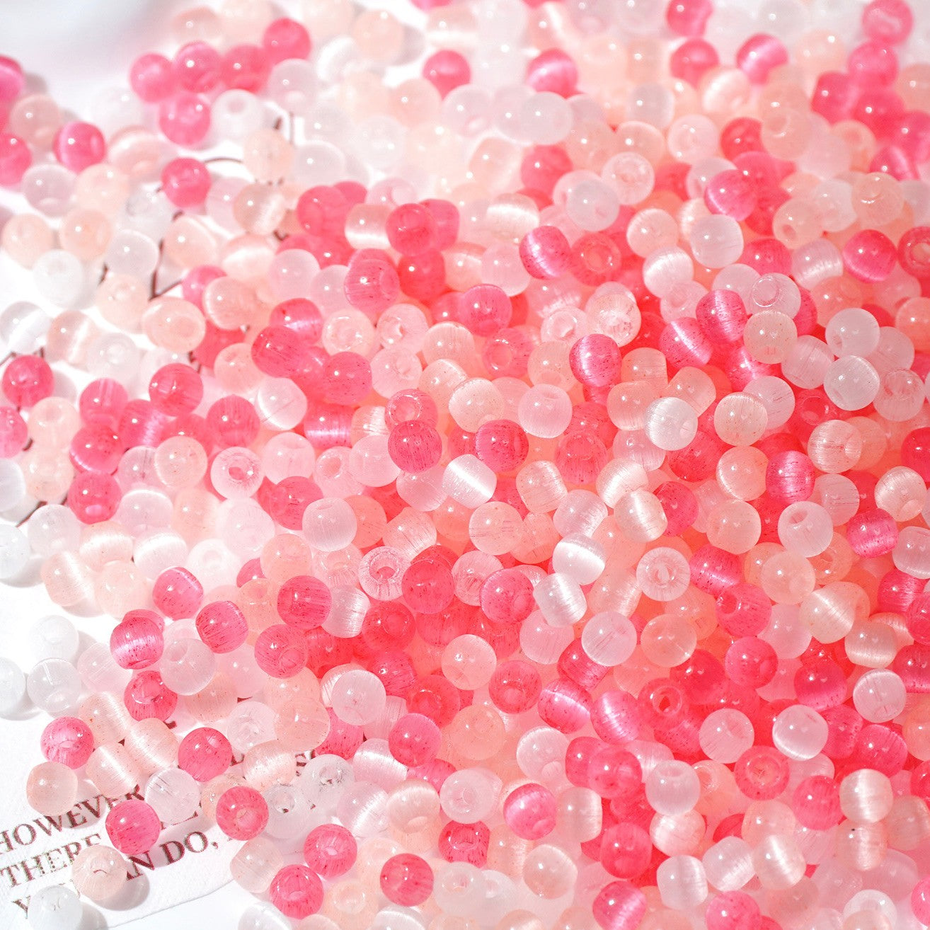 (500pcs)4mm Brushed Cat's Eye Round Glass Seed Beads