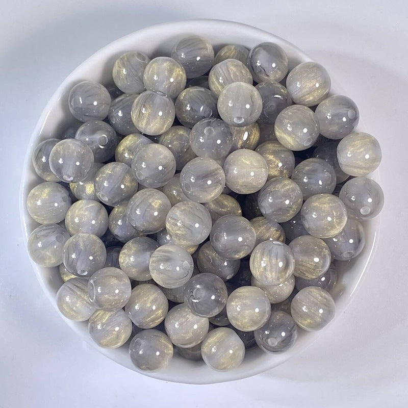 (50pcs)8/10/12/16MM Gilded Resin Beads- Oil-Painted Hues