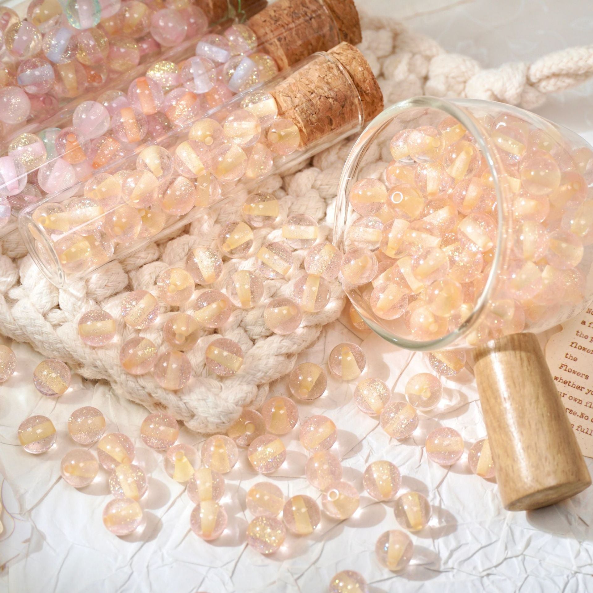 (50pcs) 8mm Resin Sugar-Coated Beads - Starry Fine Sparkle