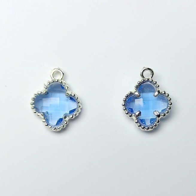 10pcs 12x15mm Crystal Glass Bezel Pendant Four-Leaf Clover Pendant