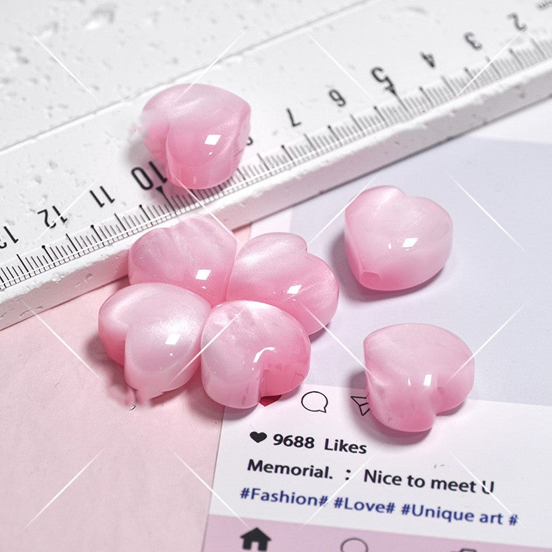 (5pcs)13x20mm Gradient Resin Heart Cat's Eye Beads