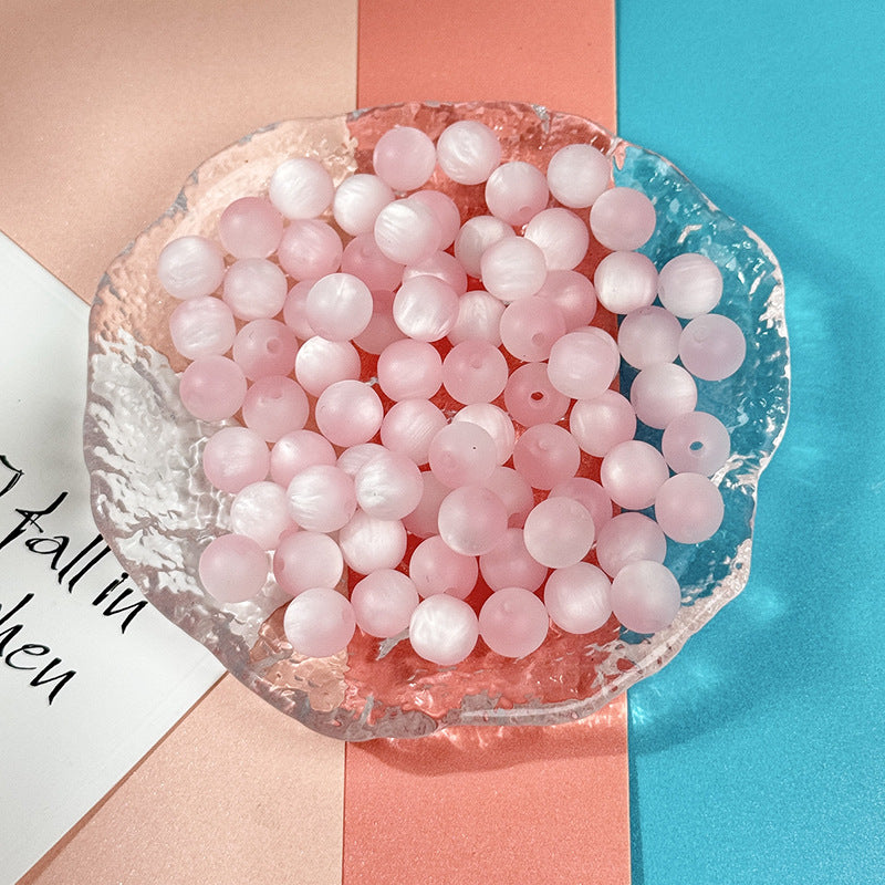 (100pcs)8mm Matte Resin Cat's Eye Round Beads ¨C Frosted Candy Series