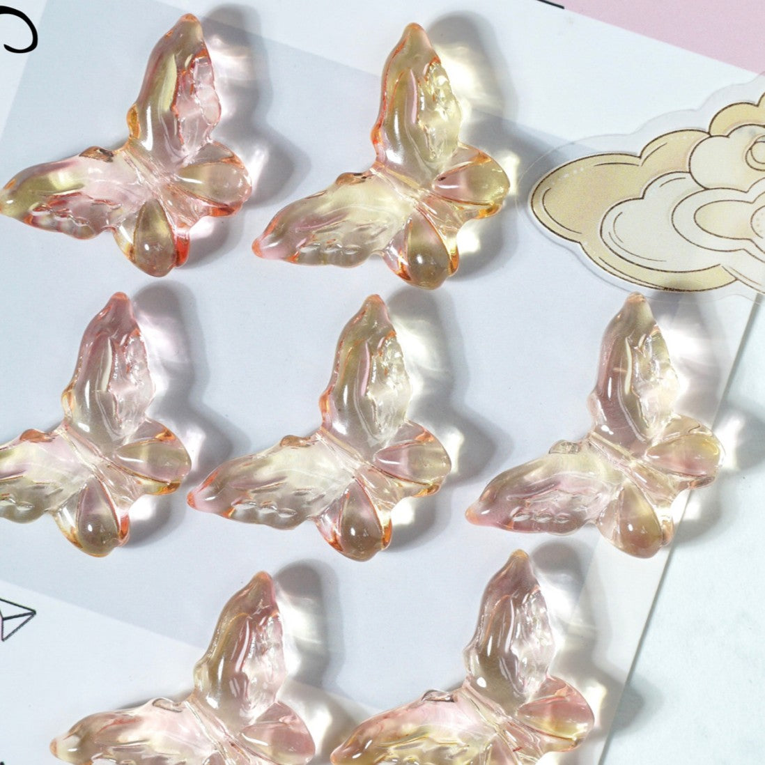 (50pcs)20x30mm Carved Glass Butterfly