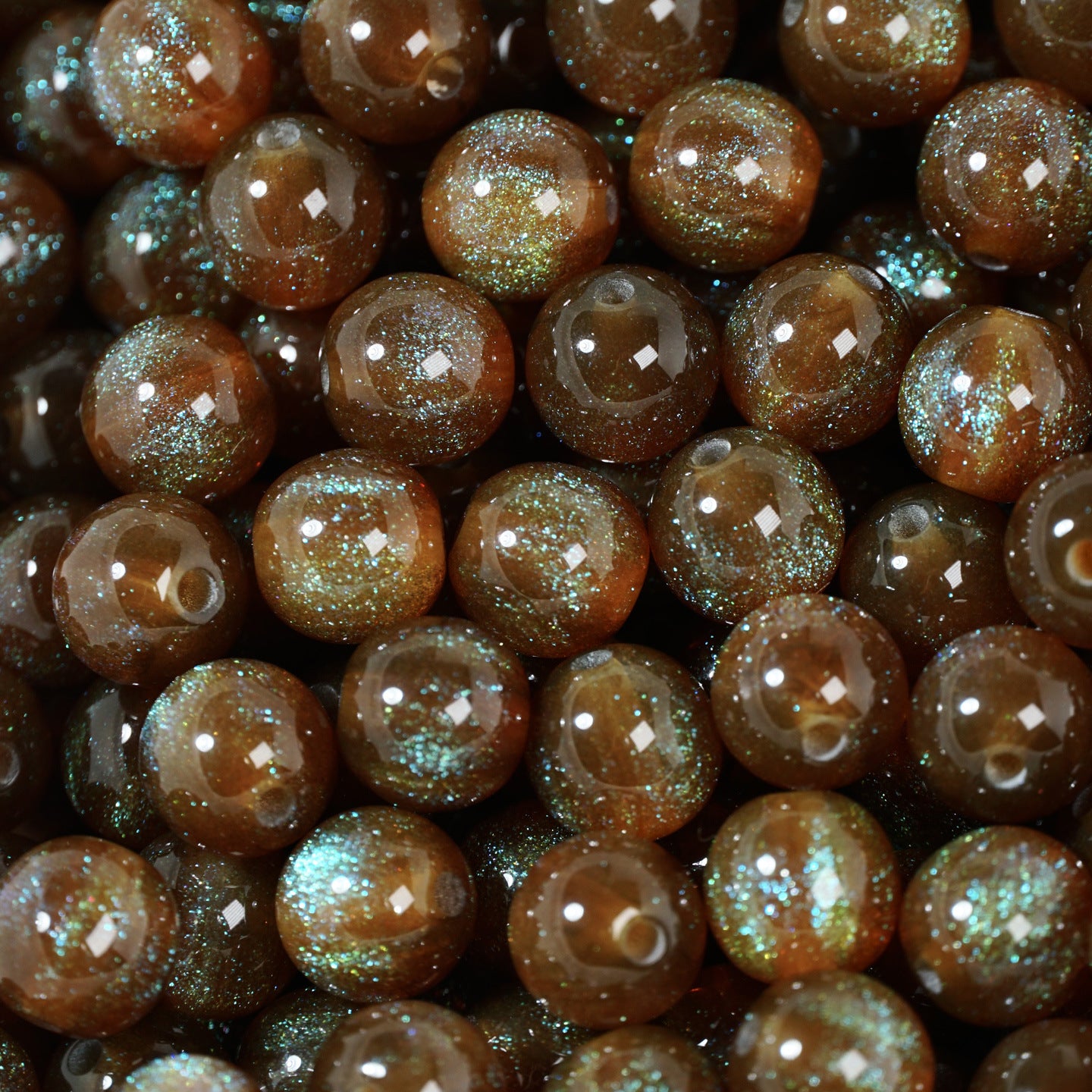 (50pcs)6/8/10/12/16/20mm Starry Mermaid Iridescent Resin Round Beads