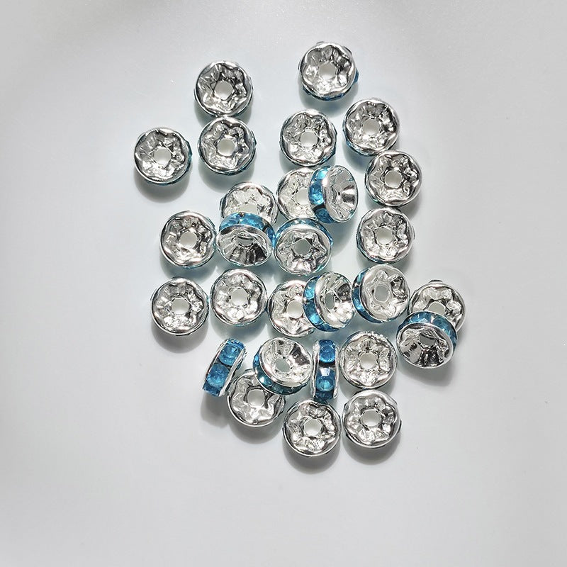 (50pcs)8/10/12mm Copper Rhinestone Ring Bead Caps / Pearl Spacers