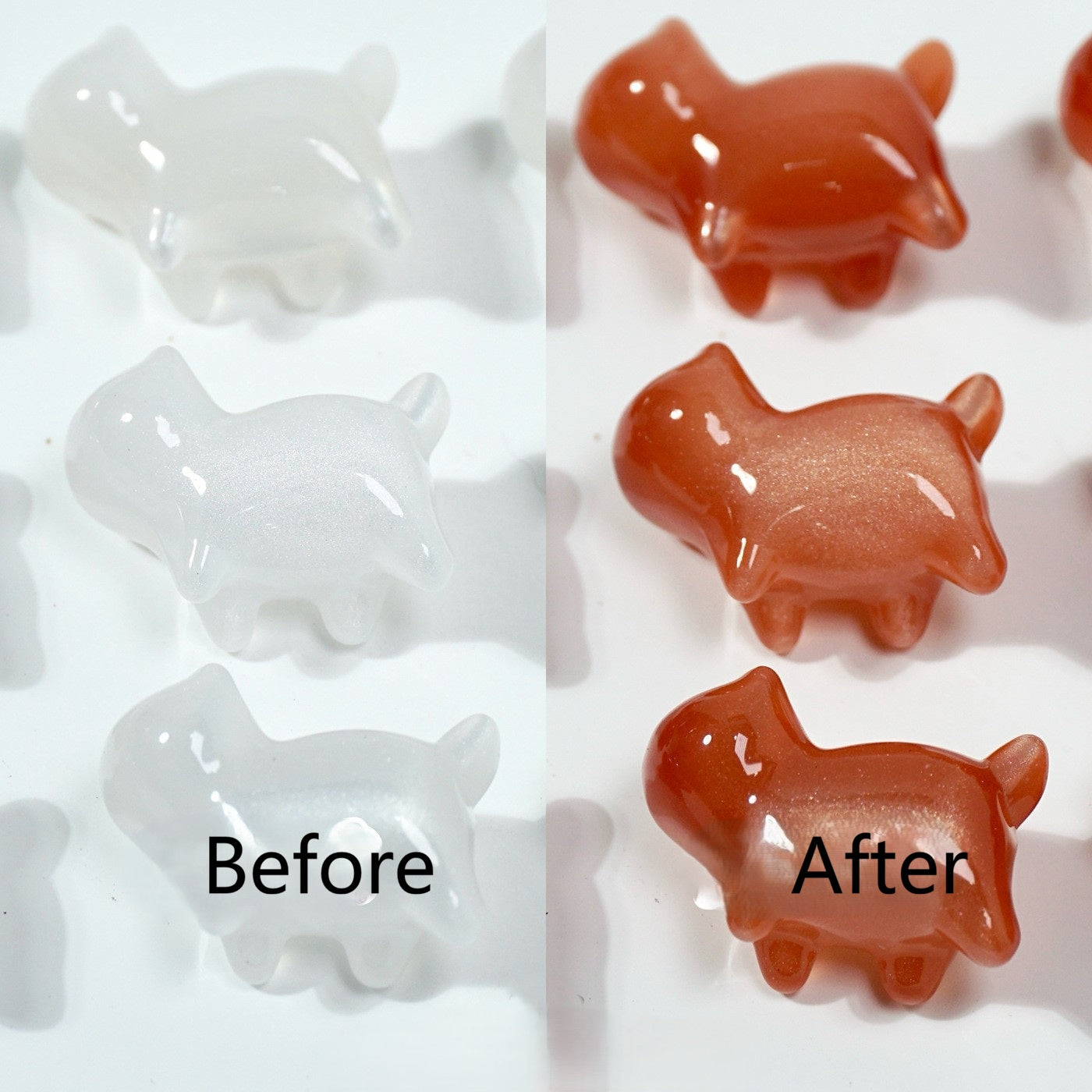 (5pcs)UV Color-Changing Resin Small Cat's Eye Cat Bead-No Holes