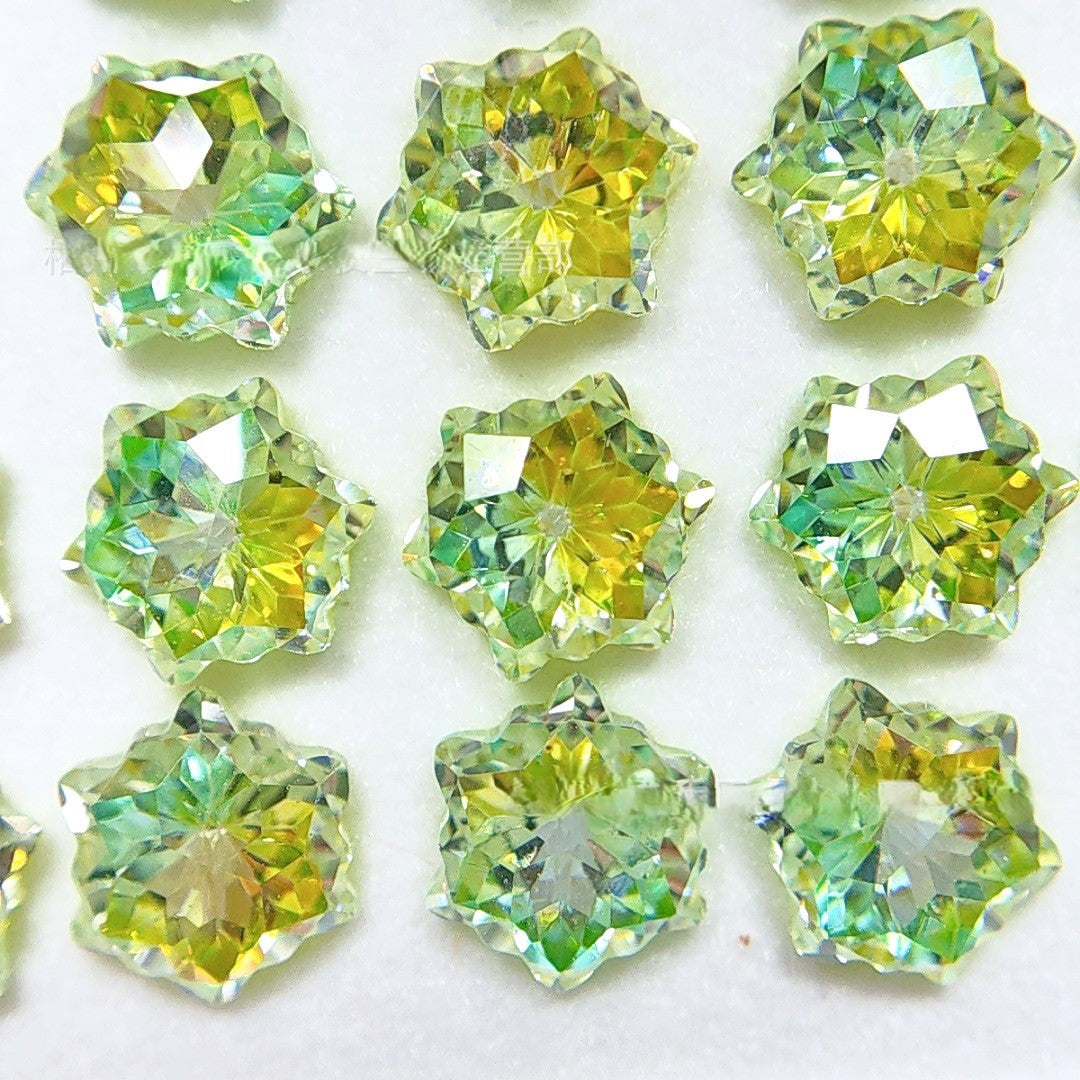 5A 6mm Hexagram Christmas Snowflake Cut Loose CZ Stone - 2pcs