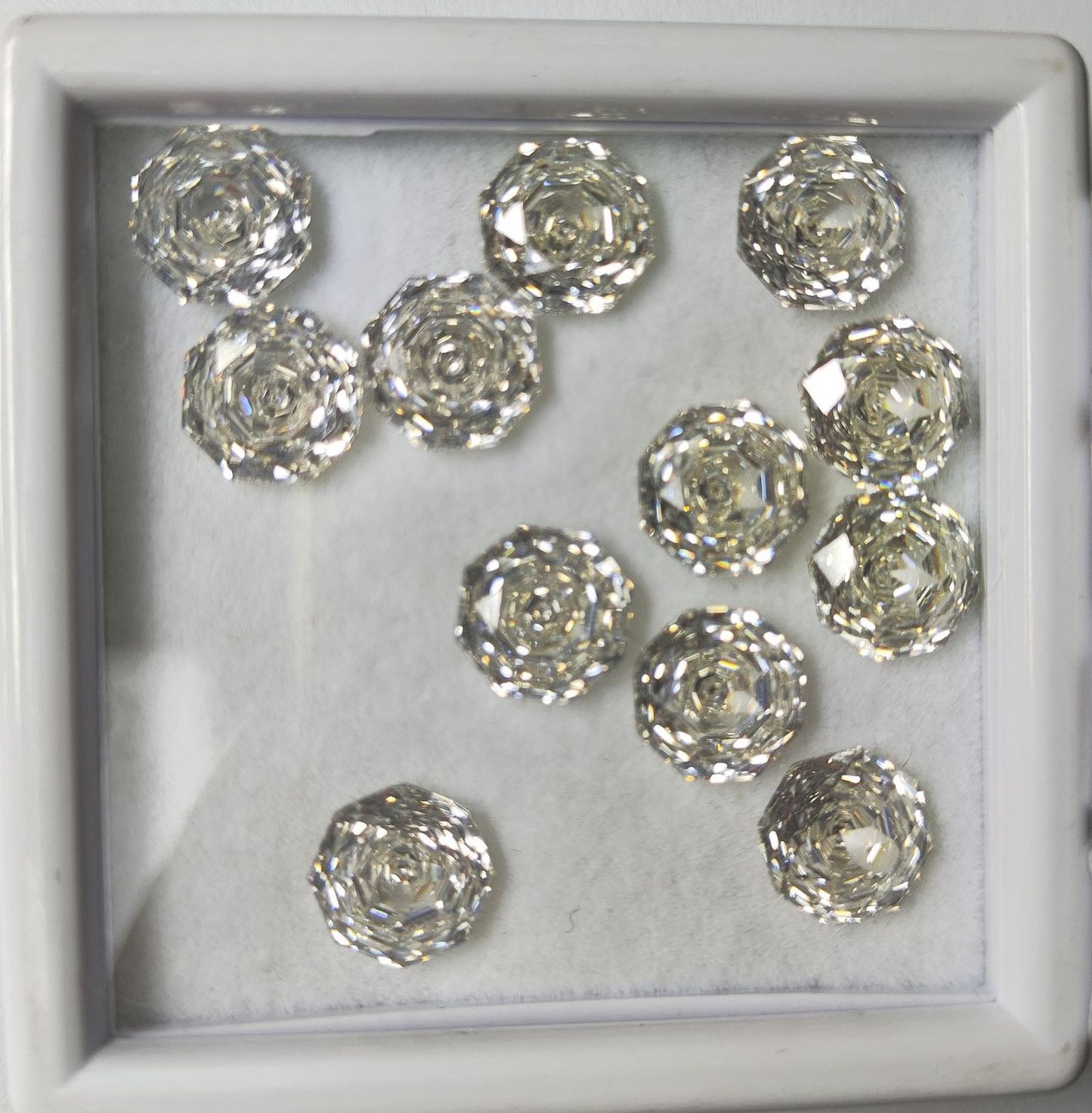 5A 6-10mm Octagonal Open-Back Rose Cut Loose CZ Stone - 2pcs