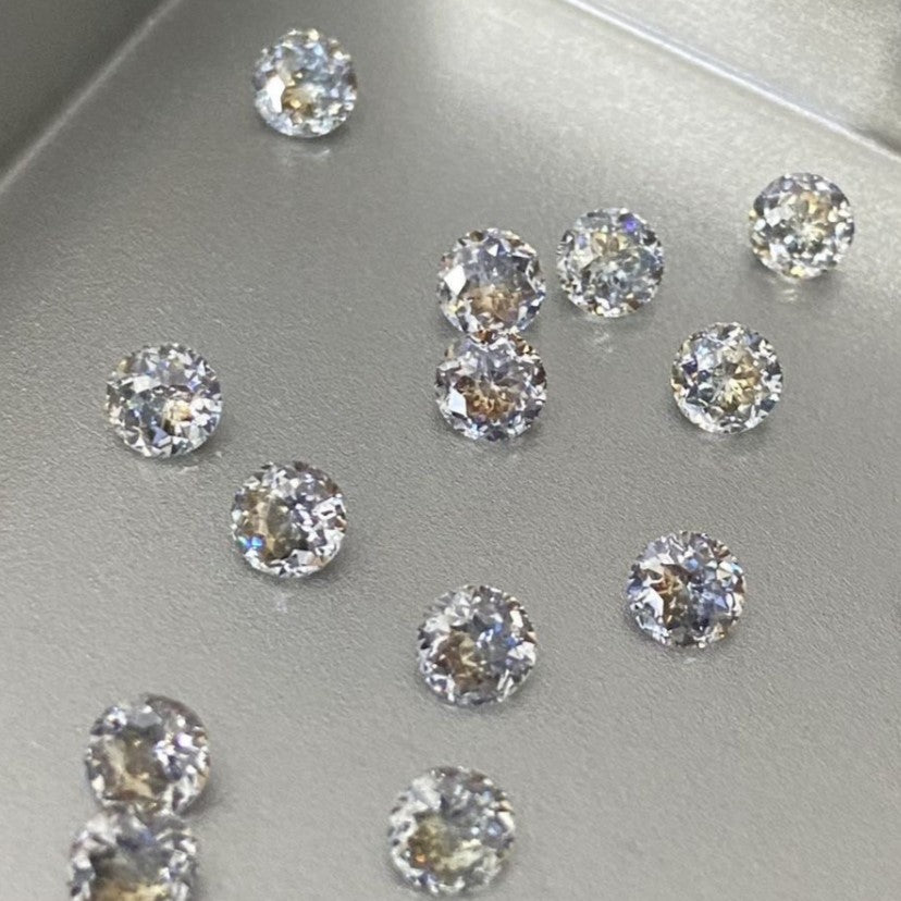 5A 4-8mm Round Bouquet Cut Loose CZ Stone - 2pcs