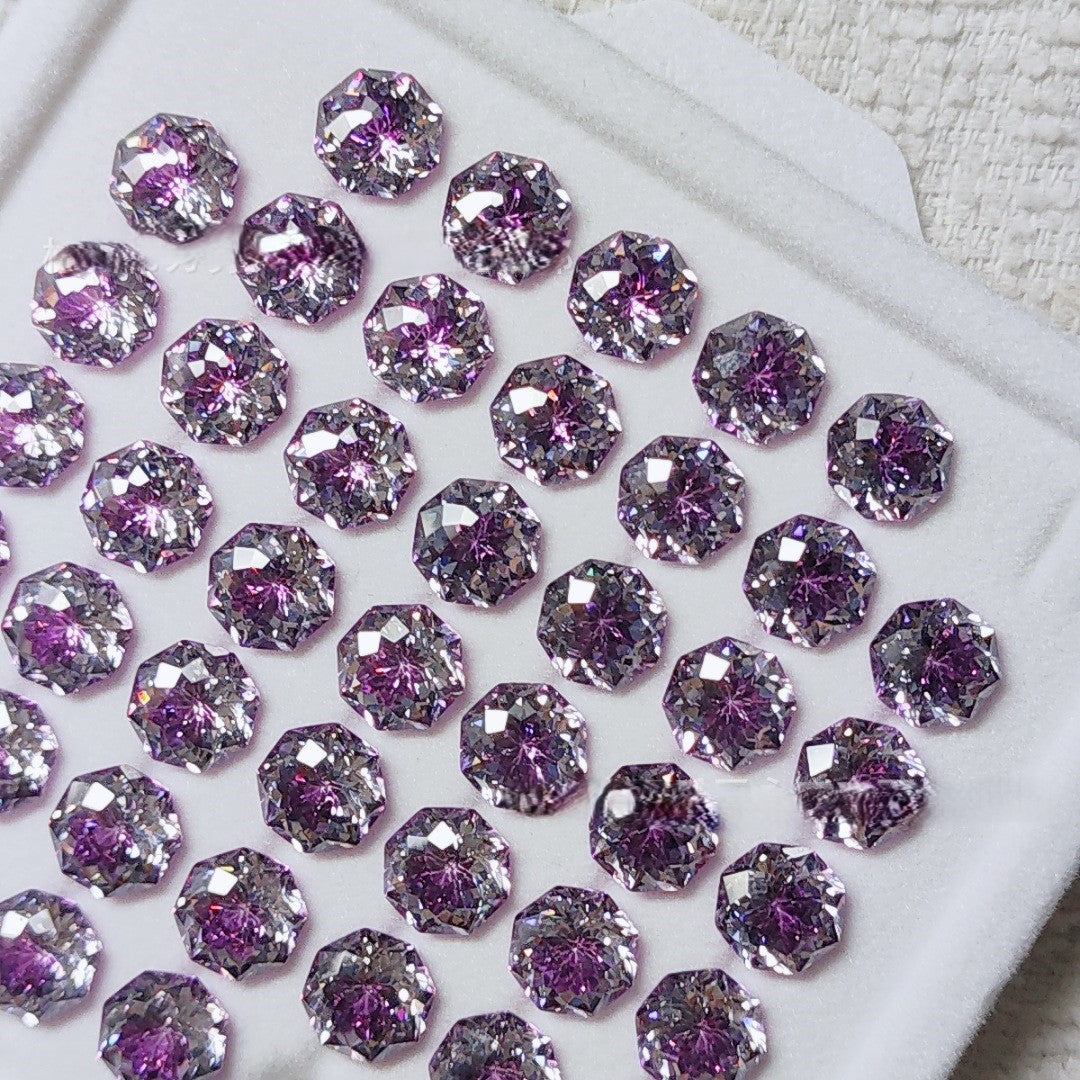 5A 6-8mm Octagonal Coated Sandwich Bouquet Cut Loose CZ Stone - 2pcs