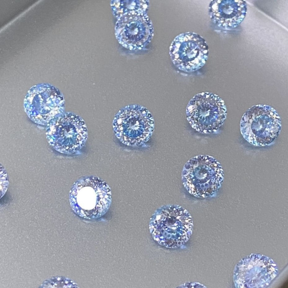 5A 4mm Round Coated Nest Cut Loose CZ Stone - 2pcs