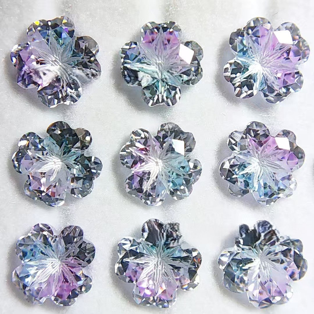 5A 6mm Lucky Clover Coated Loose CZ Stone - 2pcs