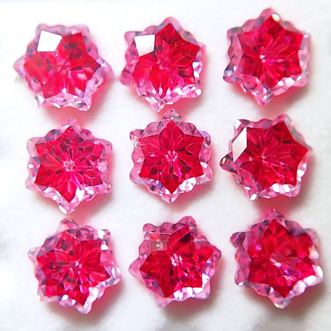 5A 6mm Christmas Blizzard Sandwich Cut Loose CZ Stone - 2pcs