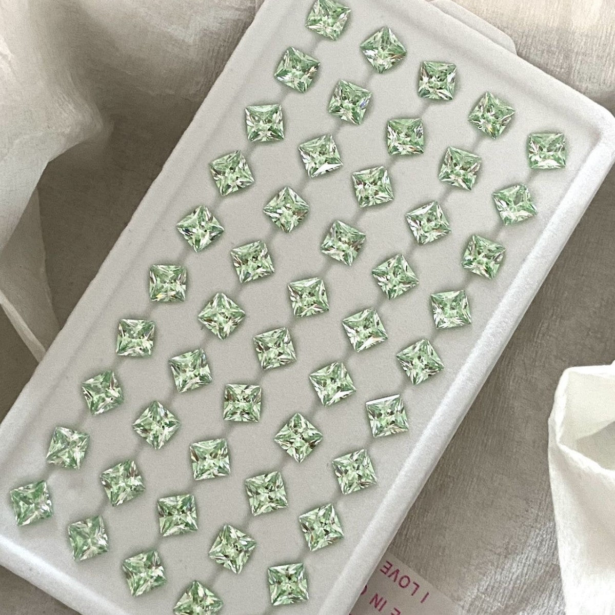 5A 4-6mm Square Coated Cut with a Radiant Heart Loose CZ Stone - 2pcs